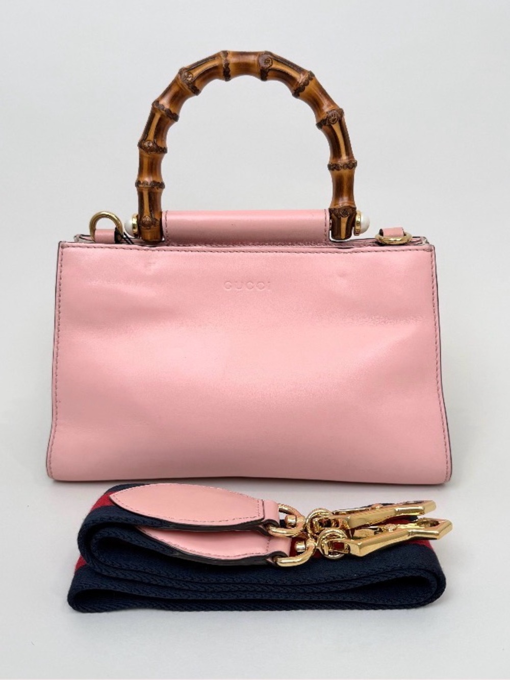 Gucci Nappa Bamboo Web Mini Nymphaea Top Handle Bag